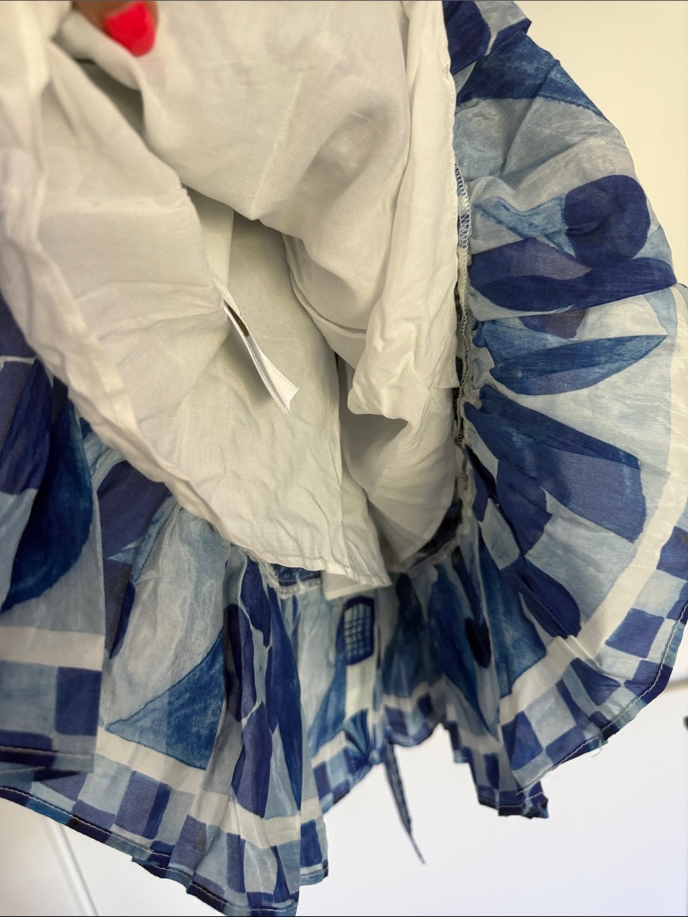 NWT FARM Rio Blue & White Tropical Puff-Sleeve Mini Dress - Picture 5 of 7